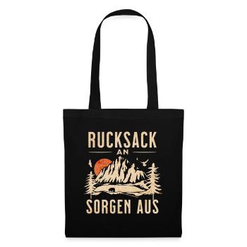 Rucksack An! Sorgen Aus! - Stoffbeutel - Schwarz - Vorne