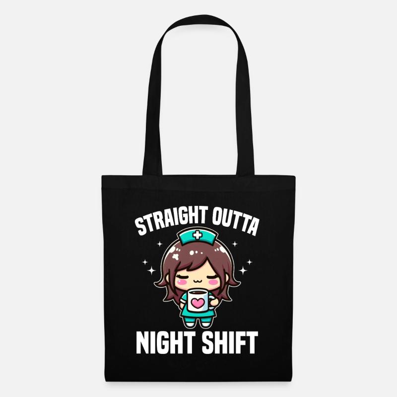STRAIGHT OUTTA NIGHT SHIFT - GESCHENK FÜR KRANKENSCHWESTER - Stoffbeutel - Schwarz