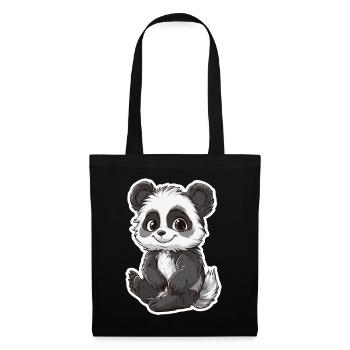Ours panda mignon - Sac en tissu - noir - Devant