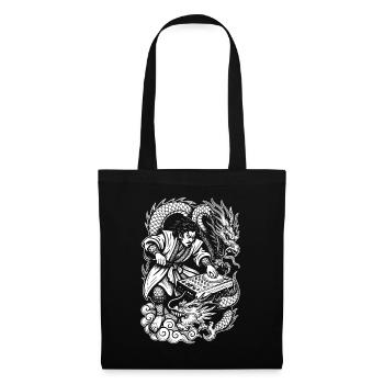Samurai Shirt: Dragons Dancing Through Party Night - Tote Bag - black - Front