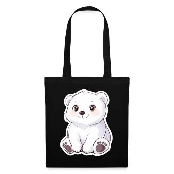 Polarbär Illustration – Arktisches Tiermotiv - Stoffbeutel - Schwarz - Vorne