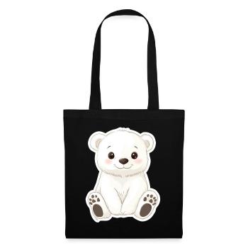 Polarbär Illustration – Arktisches Tiermotiv - Stoffbeutel - Schwarz - Vorne