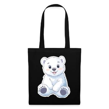 Polarbär Illustration – Arktisches Tiermotiv - Stoffbeutel - Schwarz - Vorne