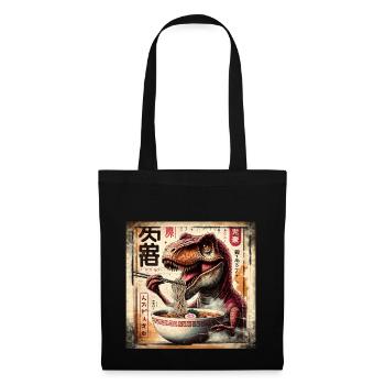 Ramen T Rex Dinosaur Grunge Poster Style - Tote Bag - black - Front
