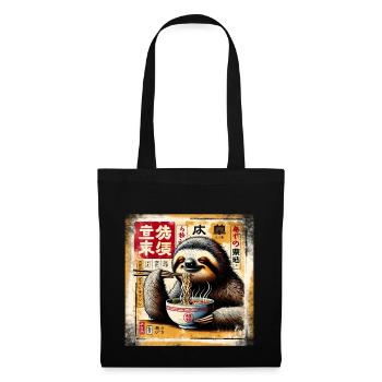 paresseux Ramen Grunge Poster Style - Sac en tissu - noir - Devant