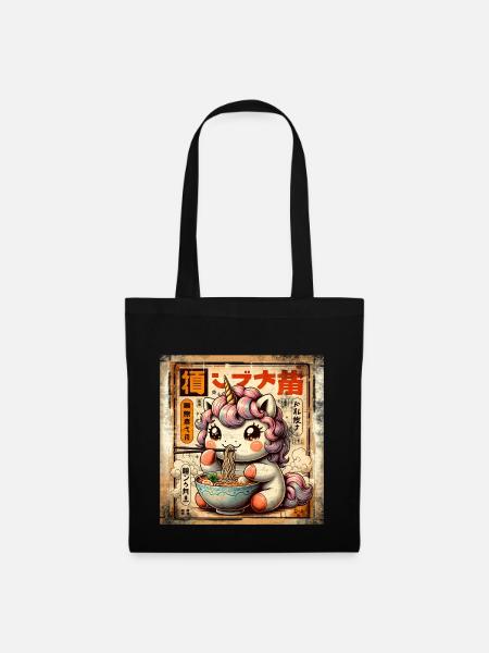 Ramen Unicorn Grunge Poster Style - Tote Bag - black