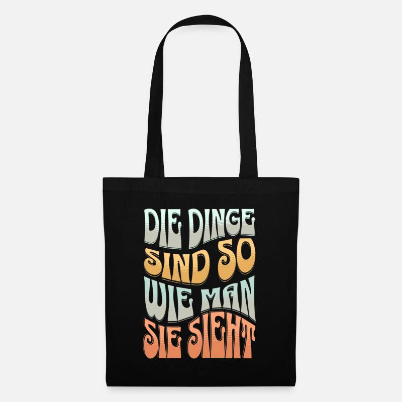 Perspektive Statement Spruch Shirt Retro Look - Stoffbeutel - Schwarz
