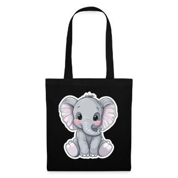 Elefant - Stoffbeutel - Schwarz - Vorne