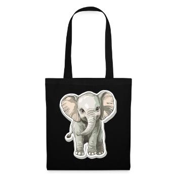 Éléphant mignon – idée cadeau pour les amoureux des animaux - Sac en tissu - noir - Devant