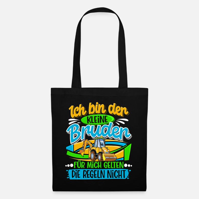Kleiner Bruder Bagger - Stoffbeutel - Schwarz