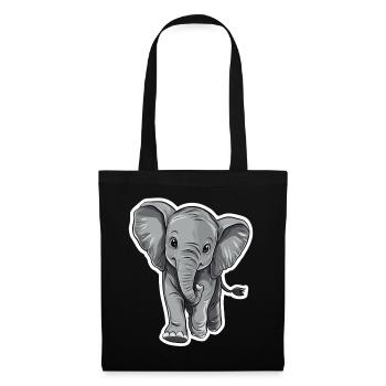 Elefant - Stoffbeutel - Schwarz - Vorne