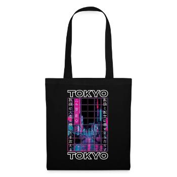 Japan 80er Retro Tokio Ästhetik Vaporwave - Stoffbeutel - Schwarz - Vorne