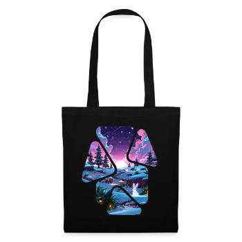 Landscape Snow Puzzle Fantasy - White Rabbit - Tote Bag - black - Front