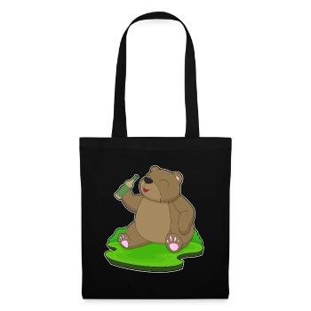 Bear bouteille de bière - Sac en tissu - noir - Devant