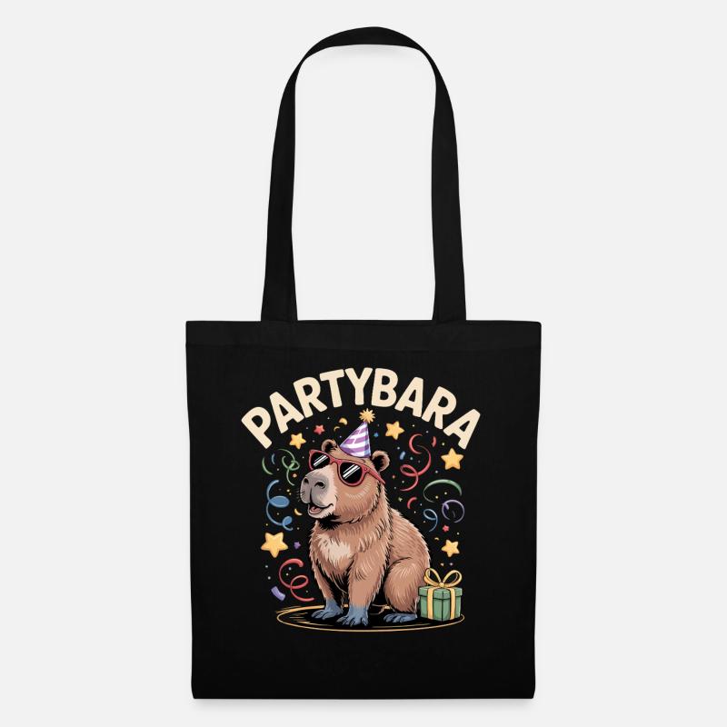 Partybara Capybara - Stoffbeutel - Schwarz