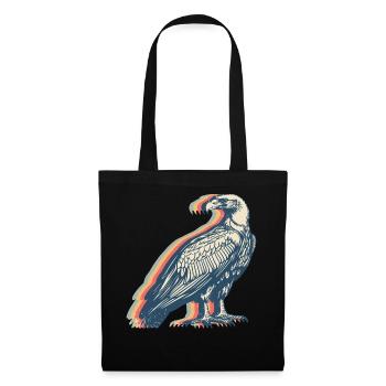 Geier Vogel Retro Line Art - Stoffbeutel - Schwarz - Vorne