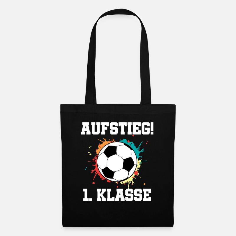Aufstieg 1. Klasse Fußballdesign - Stoffbeutel - Schwarz