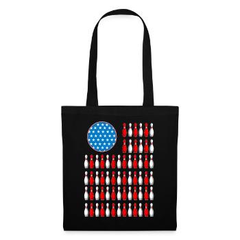 Drapeau des États-Unis patriotique Bowling Pins Pattern - Sac en tissu - noir - Devant