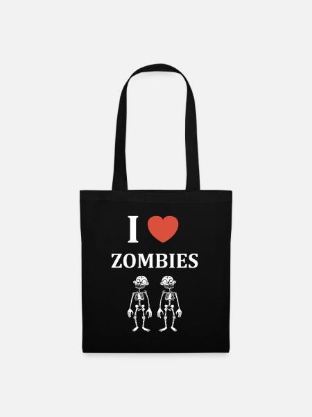 Lustige Skelett-Zombies für Halloween - Stoffbeutel - Schwarz