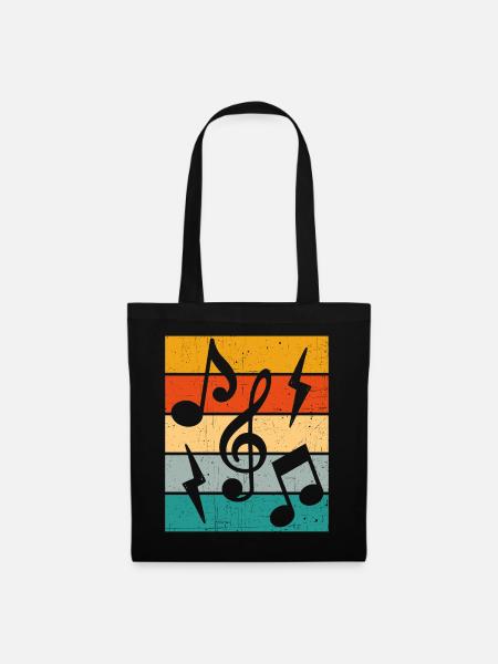 Musiknoten Retro - Stoffbeutel - Schwarz