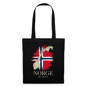 Norway Flag Map Coordinates 60°N 8°E - Tote Bag - black - Front