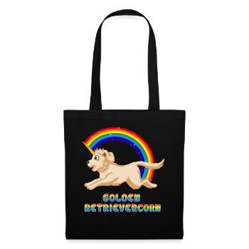 Golden Retriever Einhorn Regenbogen Design - Stoffbeutel - Schwarz - Vorne