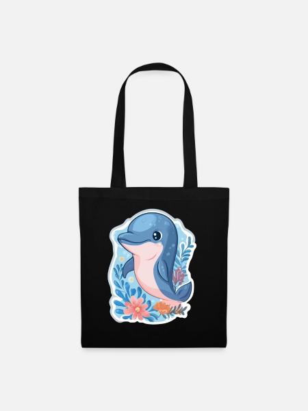 Delfin - Stoffbeutel - Schwarz