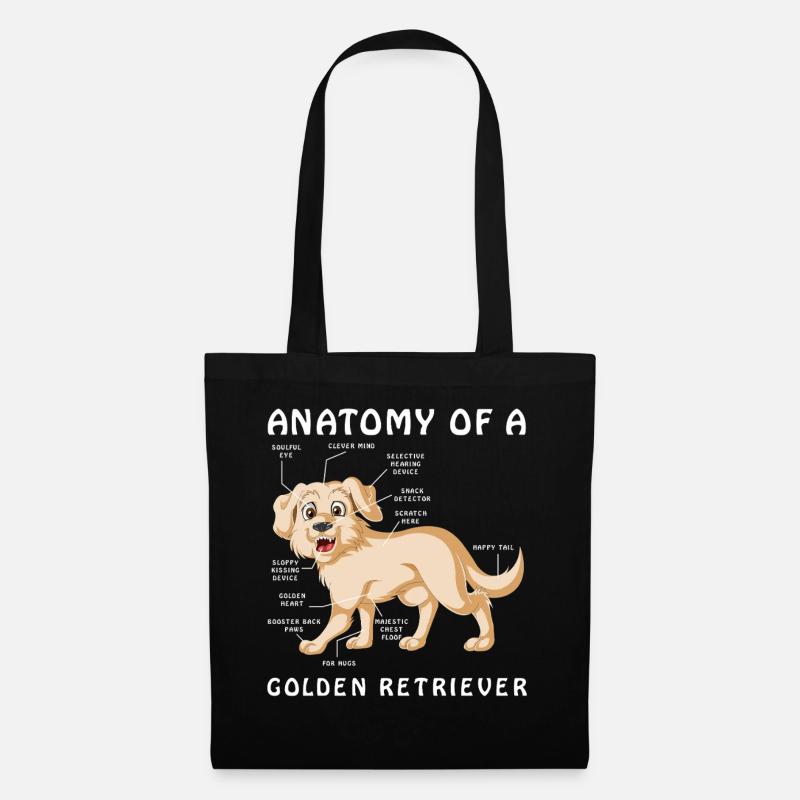 Anatomie eines Golden Retriever Illustration - Stoffbeutel - Schwarz
