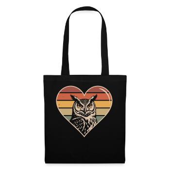 Retro Owl Heart Design - Tote Bag - black - Front
