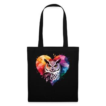 Fern hawk in colorful watercolor heart - Tote Bag - black - Front