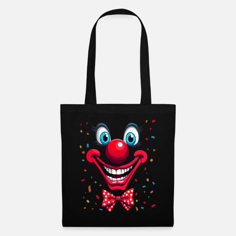 Visage de Clown Coloré avec Nœud Papillon - Sac en tissu - noir
