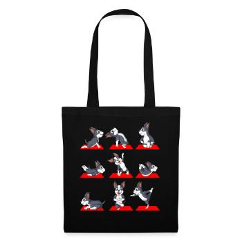 Positions ludiques du Boston Terrier Yoga - Sac en tissu - noir - Devant