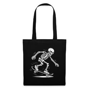 crâne squelette skateboard design - Sac en tissu - noir - Devant