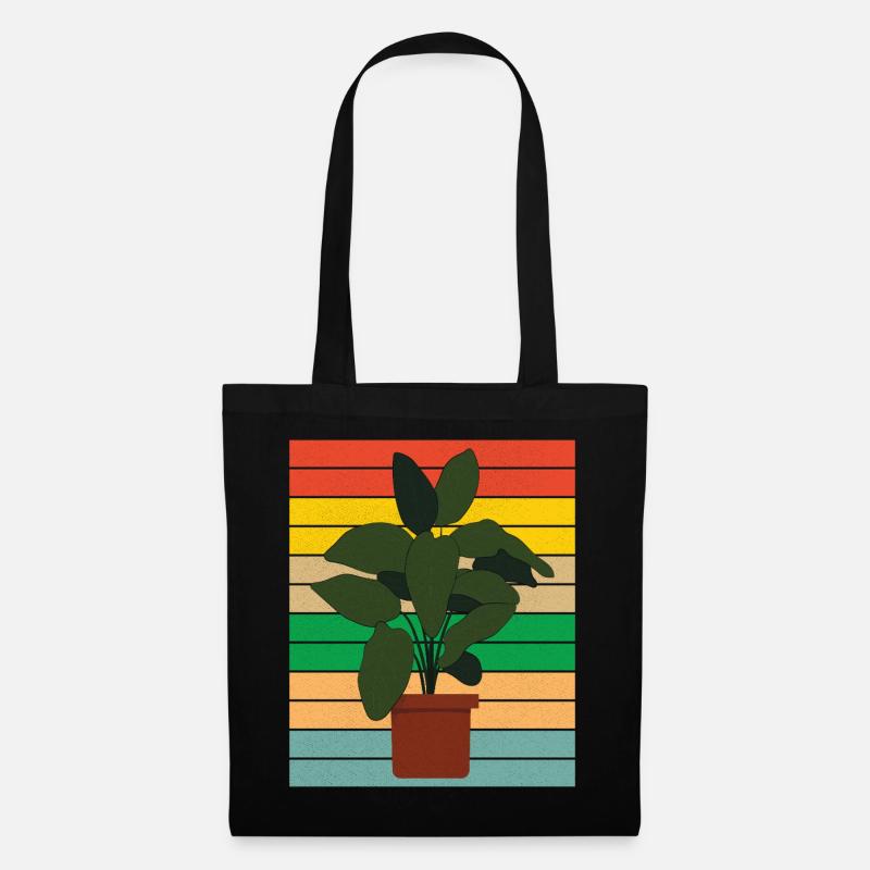 Potted houseplant flat retro - Stoffbeutel - Schwarz