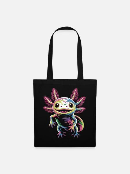 Farbenfroher Axolotl - Stoffbeutel - Schwarz