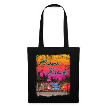 Miami Beach 80er Retro Vaporwave - Stoffbeutel - Schwarz - Vorne