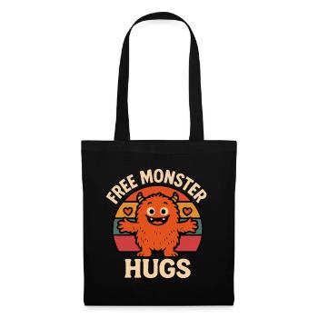 Free Monster Hugs Retro Kawaii - Tote Bag - black - Front