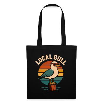 Local Gull – coole Retro Möwe mit Sonnenbrille - Stoffbeutel - Schwarz - Vorne