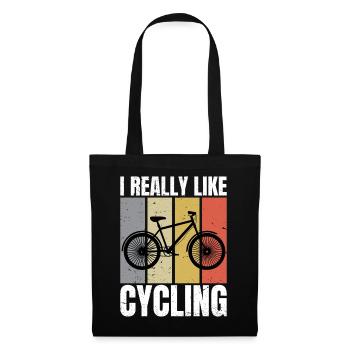 I Really Like Cycling Retro Loves Cycling Cyclist  - Stoffbeutel - Schwarz - Vorne