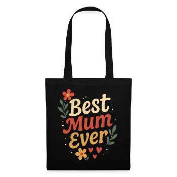 Design Mère Parfaite avec Fleurs et Cœurs - Sac en tissu - noir - Devant