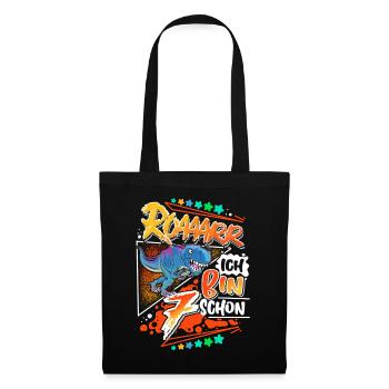 7ème anniversaire dinosaure T Rex - Sac en tissu - noir - Devant