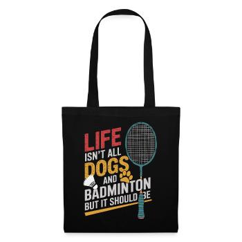 Dog and badminton - Tote Bag - black - Front