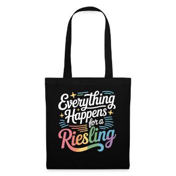 Wein Weintrinker Everything Happens For A Riesling - Stoffbeutel - Schwarz - Vorne