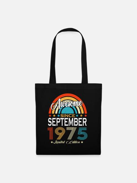 September 1975 Jahrgang Vintage Retro Geburtstag - Stoffbeutel - Schwarz