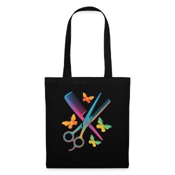 Coiffeur Ciseaux Peigne Papillon - Sac en tissu - noir - Devant