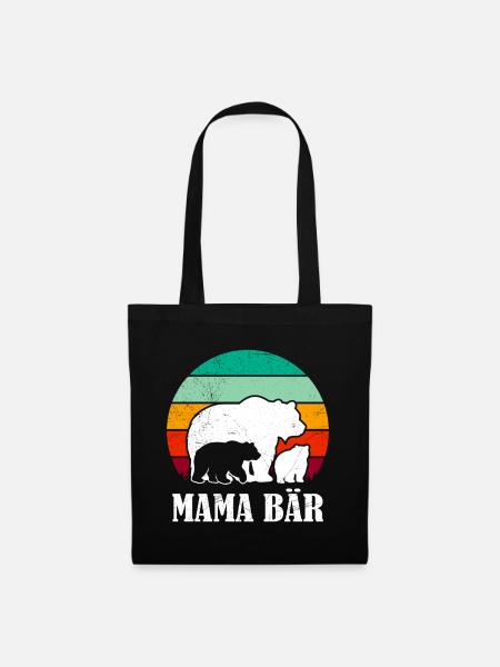 Werdende Mutter MAMA BÄR Bald Mama Lustig - Stoffbeutel - Schwarz
