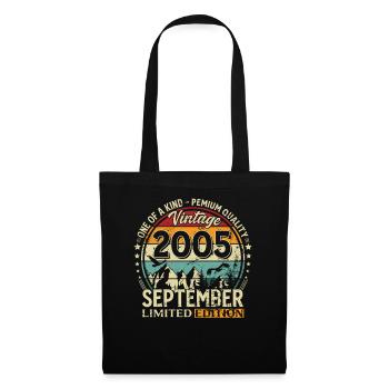20th Birthday Vintage September Vintage 2005 - Tote Bag - black - Front