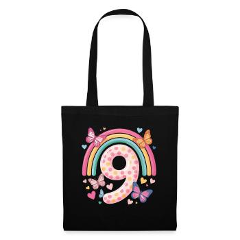 Rainbow Butterfly 9th Birthday Girl - Tote Bag - black - Front