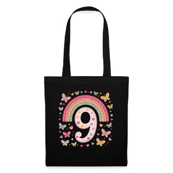 Rainbow Butterfly 9th Birthday Girl - Tote Bag - black - Front