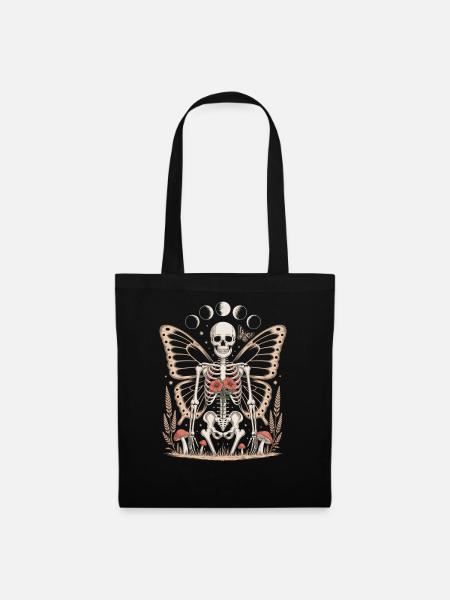 Gothic Skelett Fee mit Mondphasen - Stoffbeutel - Schwarz